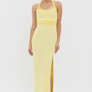 Selfie Leslie canary islands halter Strapless Yellow Maxi Dress
